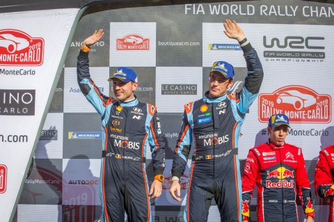 사진=현대자동차는 2019 WRC 시즌 첫 대회인 몬테카를로 랠리에서 제조사 부문 1위를 달성했다