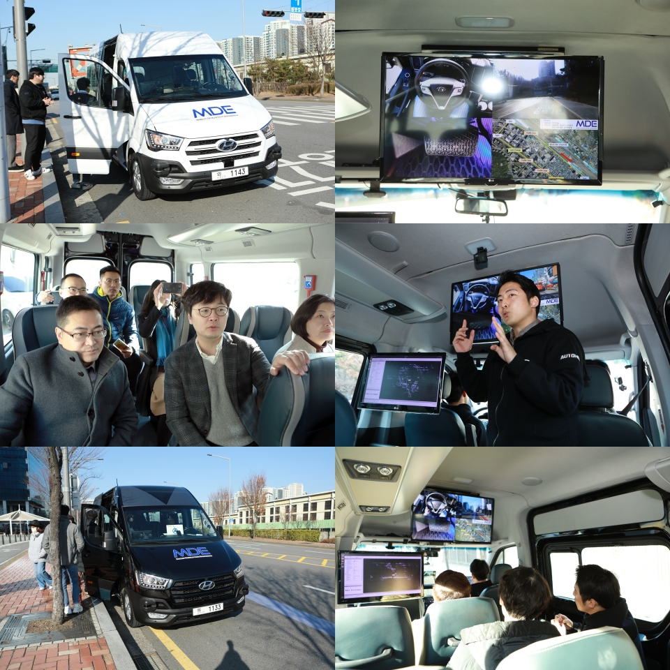 지난 12월 상암 일대에서 대대적인 자율주행 시연행사를 개최한 엠디이(MDE) 차량의 주행 모습 (사진=엠디이)